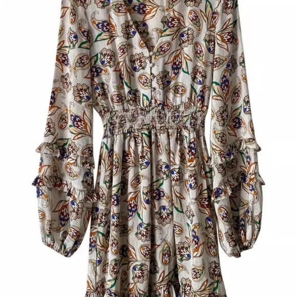 MAJE Paisley V-Neck Dress with Ruffled Sleeves - Picture 4 of 8